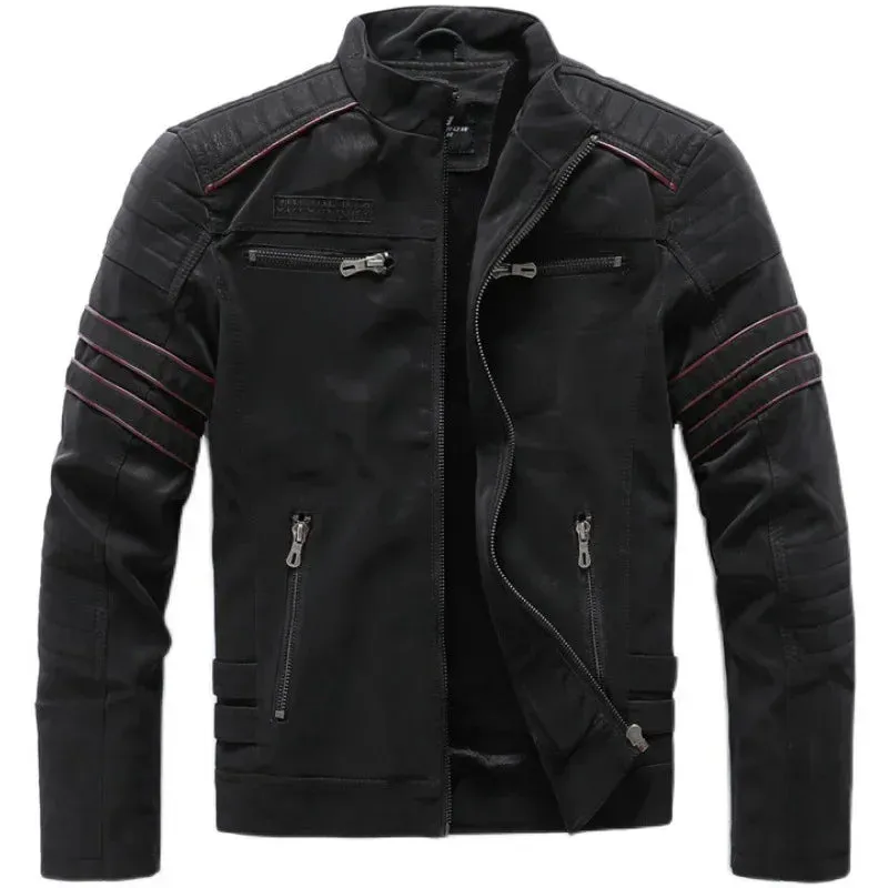 Stuart – Men's Slim-Fit Vintage Multi-pocket Motorcycle Leather Jacket